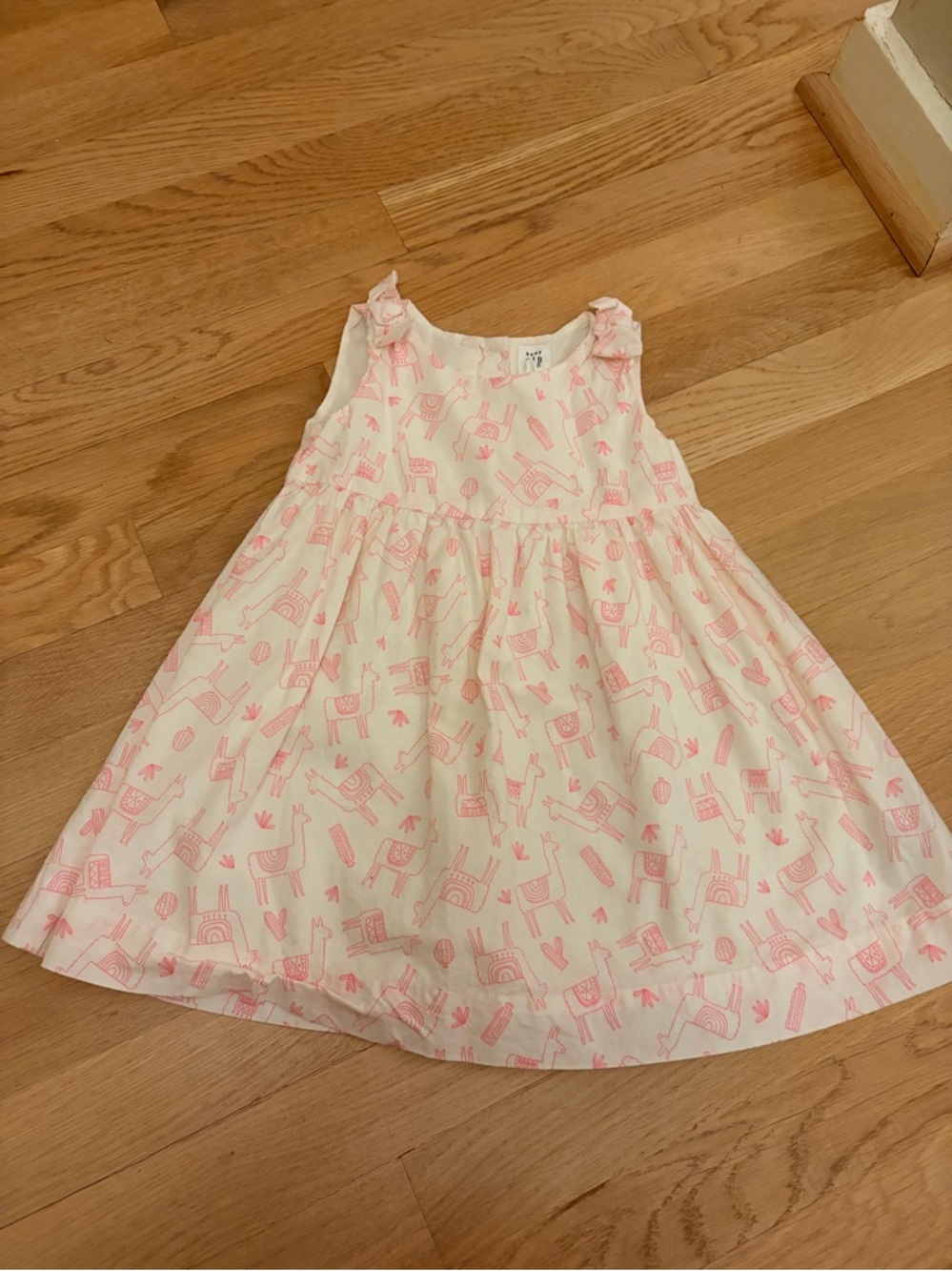 GAP Baby Cream Dress with Pink Llama Print